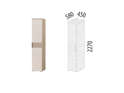 Шкаф-пенал (лев/прав) Кашемир 900.10