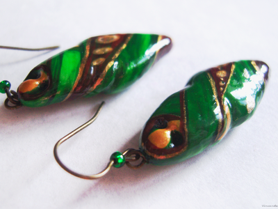 "Шивали, весенняя принцесса", серьги-капли из фарфора