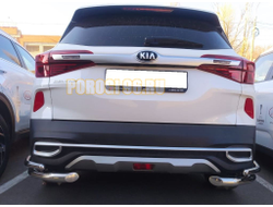 Защита заднего бампера угловая двойная d60/42 для Kia Seltos (2019-...)