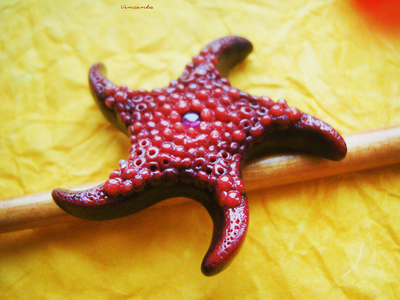 Красивая брошь "Морская звезда Золотых Морей" с родолитом