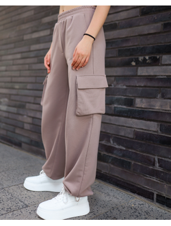 Брюки с карманами и регулировкой длины (капучино)