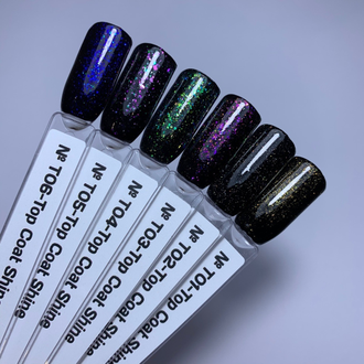 Топ без липкого слоя с шиммером - TOP COAT no wipe Т05 shine (10 ml)