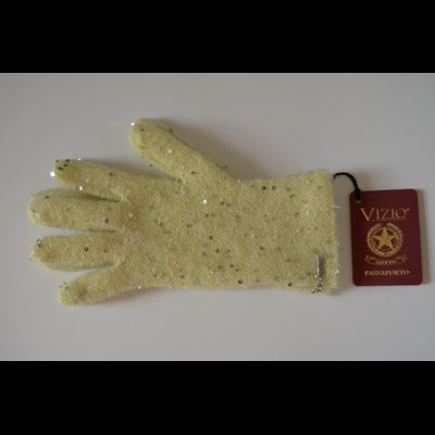 Желтые вязаные перчатки с пайетками Vizio Италия 1042 GG
