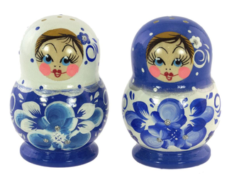 Солонка Матрешка 65*45 с росписью Гжель