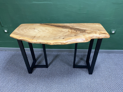 консоль из слэба, консоль из дерева, узкий столик, консоль под телевизор, полка под телевизор, слэб