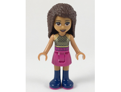 Friends Andrea - Dark Pink Skirt, Black Top with Gold Mesh, n/a (frnd296)