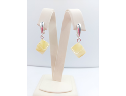 Серьги "Кубики " из белого янтаря