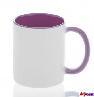 Кружка цветная внутри + ручка (лавандовая)