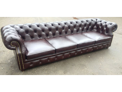 4-х местный кожаный диван Chesterfield. Комбинированный.