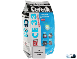 Затирка для плитки Церезит СЕ 33 Серебристо-серая 2 кг, с противогрибковым эффектом