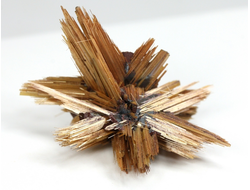 Редкость! Рутил свободного роста, сростки "звезды" золотистых игольчатых кристаллов на кристаллах гематита, Бразилия (24*17*15 мм, 1,4 г) №37918