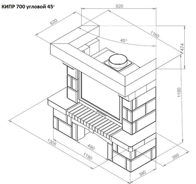 Каминная облицовка ЕВРОПЕЙСКИЕ КАМИНЫ Кипр 700 фронтальная / Кипр 700 угловой 45 / Кипр 700 угловой 90 темный орех