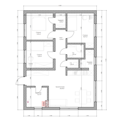 Одноэтажный дом с тремя спальнями 76м² (S109)