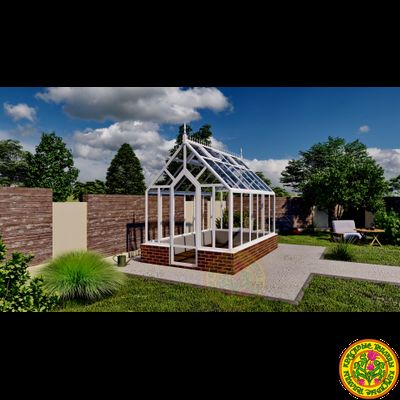 Базовая комплектация теплицы из стекла и алюминия в готическом стиле ГОТИКА размером 4000 х 2500 мм