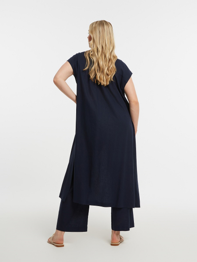 Платье-рубашка для полных женщин, цвет - темно-синий