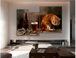 Модульная картина "Вобла и кот"