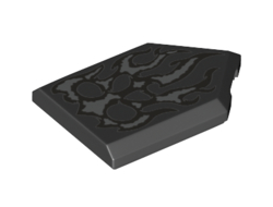 Tile, Modified 2 x 3 Pentagonal with Silver Flame Pattern, Black (22385pb198 / 6302254)