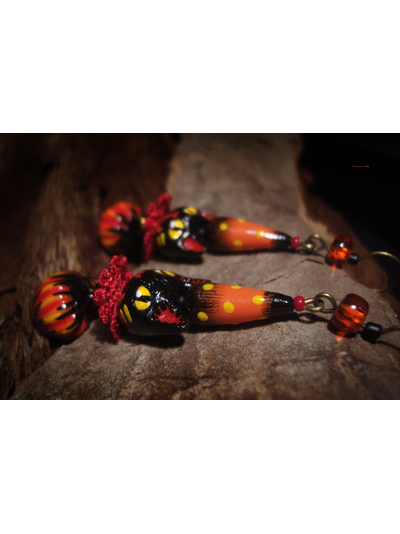 &quot;Тайнохранители Чернолесья&quot;, длинные серьги с чёрными котиками в стиле винтажных игрушек