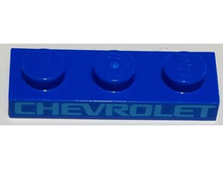 Plate 1 x 3 with Medium Azure CHEVROLET Pattern, Blue (3623pb020 / 6253639)