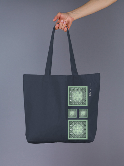 Шоппер из темно-серого плотного хлопка с принтом "День дождя"