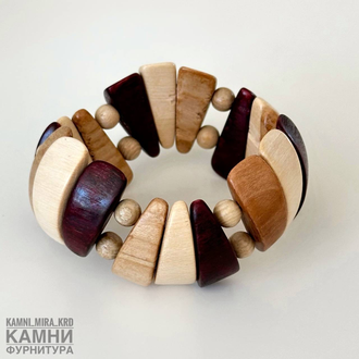 Браслеты "Зубчики" микс деревянных бусин 28,5х9-10 мм, цена за штуку