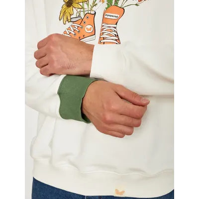 МУЖСКОЙ СВИТШОТ БЕЛЫЙ "ЦВЕТОЧНЫЕ КЕДЫ"