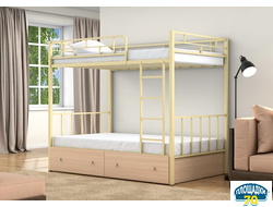 Двухъярусная кровать Валенсия 120 Слоновая кость ящики дуб молочный