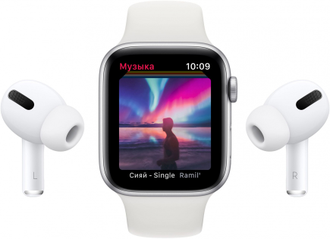 Умные часы Apple Watch Series 6 GPS 44мм Aluminum Case with Sport Band, серебристый/белый