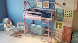 Двухъярусная кровать «Чердак» Standart 180 на 90 (розовая)