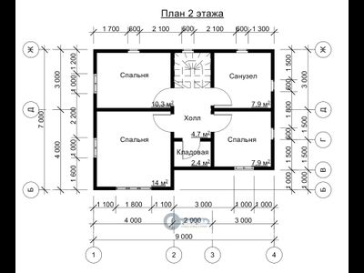 ДЖ-16 ГАБАРИТНЫЕ РАЗМЕРЫ: (7Х9М) 2 ЭТАЖА, ОБЩАЯ ПЛОЩАДЬ: 123,5М²