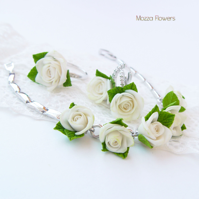 Комплект "Дыхание". Белое позолото.