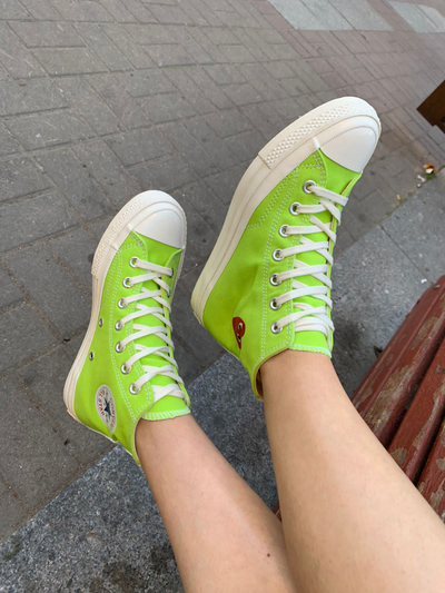 Play Comme Des Garcons конверсы Салатовые высокие 168299C фото