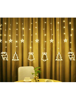 Гирлянда бахрома "Рождество" #A-7 (теплый) 5шт