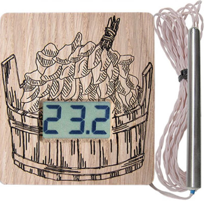 Высокотемпературный термометр для бани ТЭС-Люкс Pt "Шайка" в корпусе из липы с герметичным датчиком