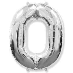 Воздушный шар фольгированный "Цифра 0. Серебро"  (Испания) 102 см.