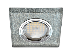 Светильник встраиваемый Ecola DL1651 MR16 GU5.3 квадратный стекло Серебряный блеск/Хром 25x90x90 FS1651EFF