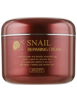 Крем для лица JIGOTT с муцином улитки восстанавливающий Snail Reparing