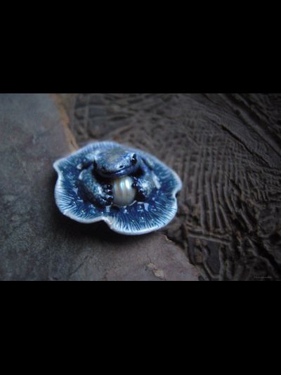 Брошь с лягушкой и речной жемчужиной &quot;Звёздочки Жемчужницы&quot;