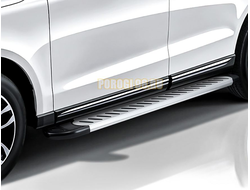 Пороги алюминиевые "Prestige Silver" 1700 серебристые Slitkoff для Nissan X-TRAIL (2018-)