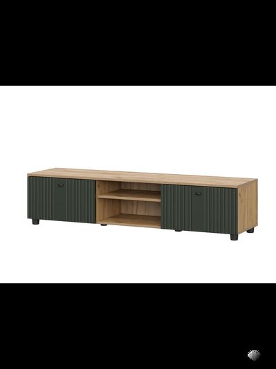 Милан Тумба для телевидеоаппаратуры со створками и нишей Дуб Золотой/Олива Софт