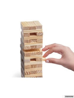 Дженга падающая башня, 54 бруска,(с индивидуальной гравировкой каждого брусочка + нанесение принта на упаковку)