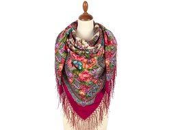 Павловопосадские шерстяные платки 135x135 см из мягкой итальянской шерсти, с бахромой