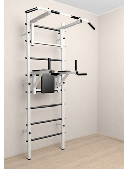 Шведская стенка  металлическая с креплением к стене . Регулируемый по высоте турник.