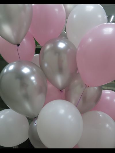 10 шаров Розовый Серебро Белый