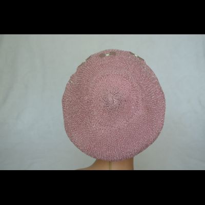 Розовый берет женский вязаный Vizio Италия 6607 с бабочками