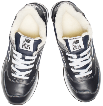 New Balance 574 Dark Blue Leather с мехом