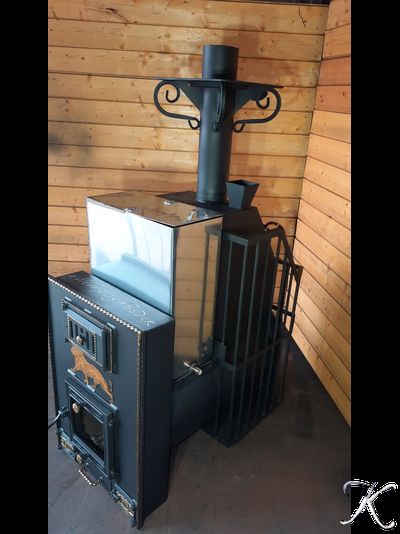 Печь банная "АНГАРА-34" + КАМИН-КОНВЕКТОР + Дверца со стеклом