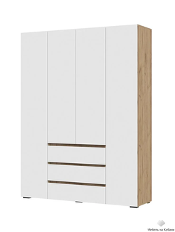 Хелен ШК 05 шкаф 4-х створчатый с ящиками Дуб крафт золотой/Белый