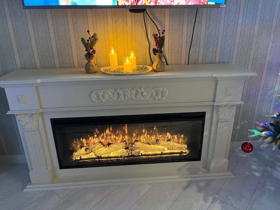 Линейный электрический камин Лидс