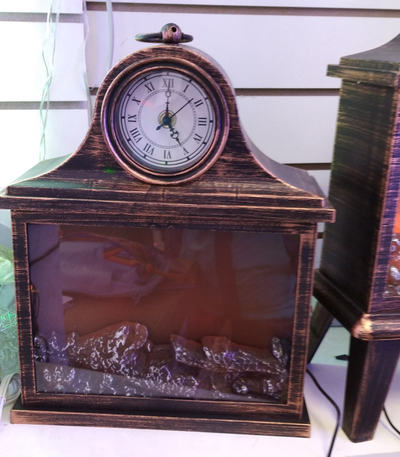 Фонарь "Камин с часами" c USB-кабелем, 42*30*13см, ЦВЕТ: Бронза, Черный